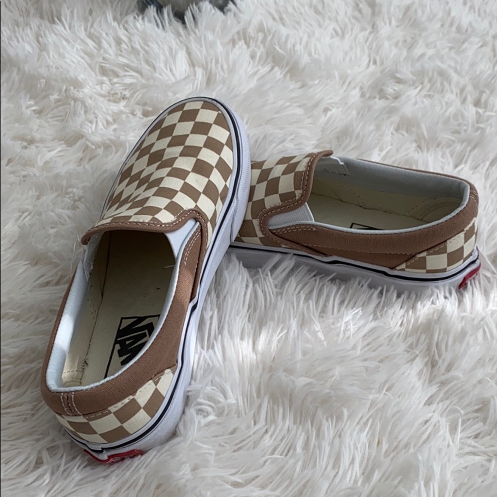 Brown/Tan and off white Vans